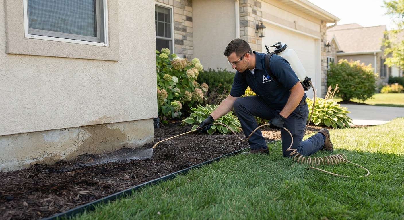 Exterior foundation treatment along home perimeter wall